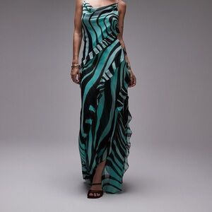 Mango Green and Black Maxi Dress